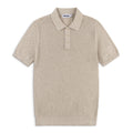AirKnit Oat Beige Pointelle Textured Knit Polo