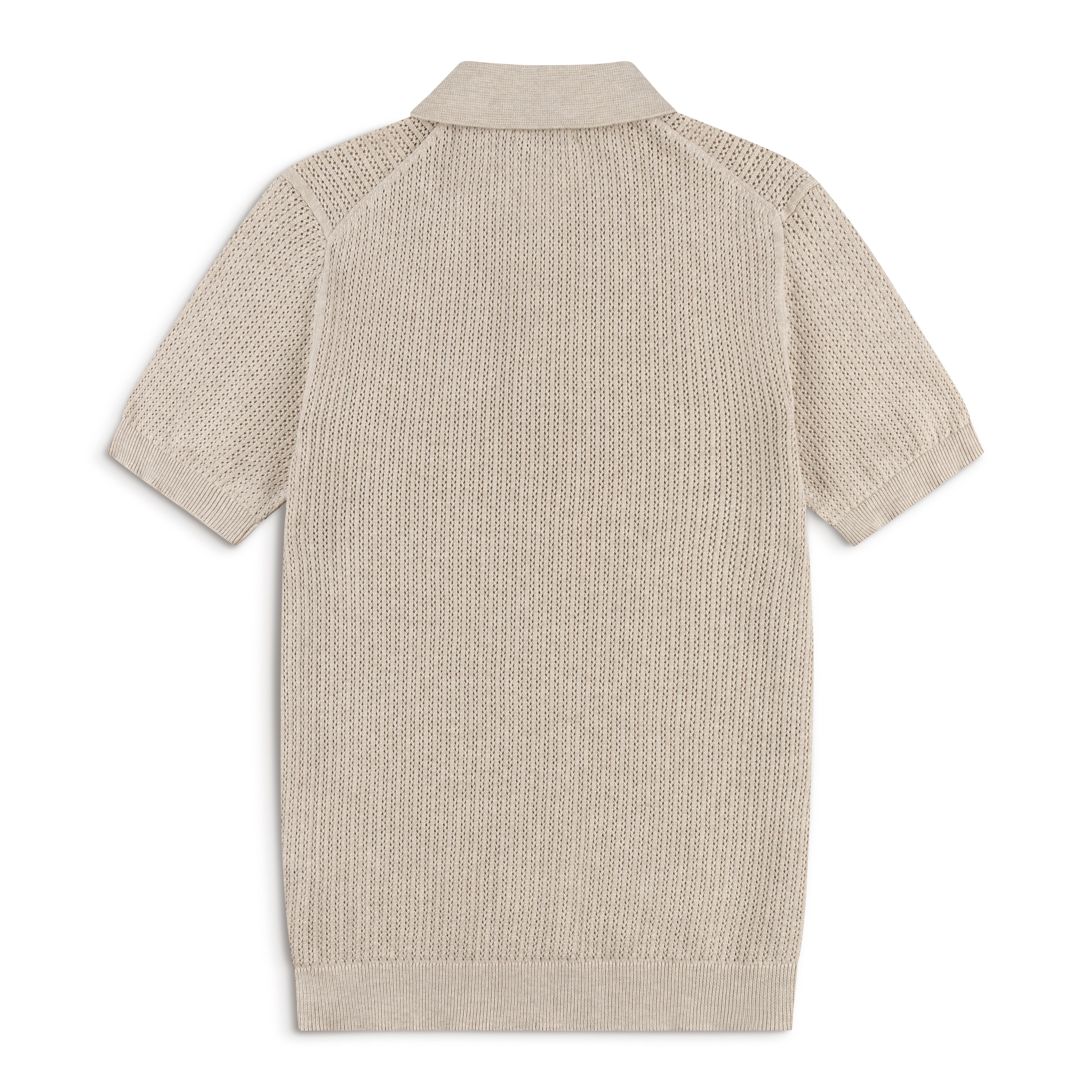 AirKnit Oat Beige Pointelle Textured Knit Polo
