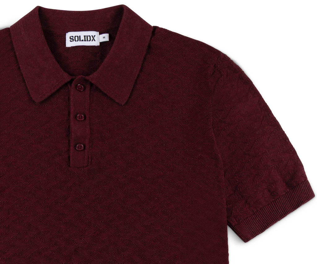 Diamond Textured Lightweight Knit Cotton Polo