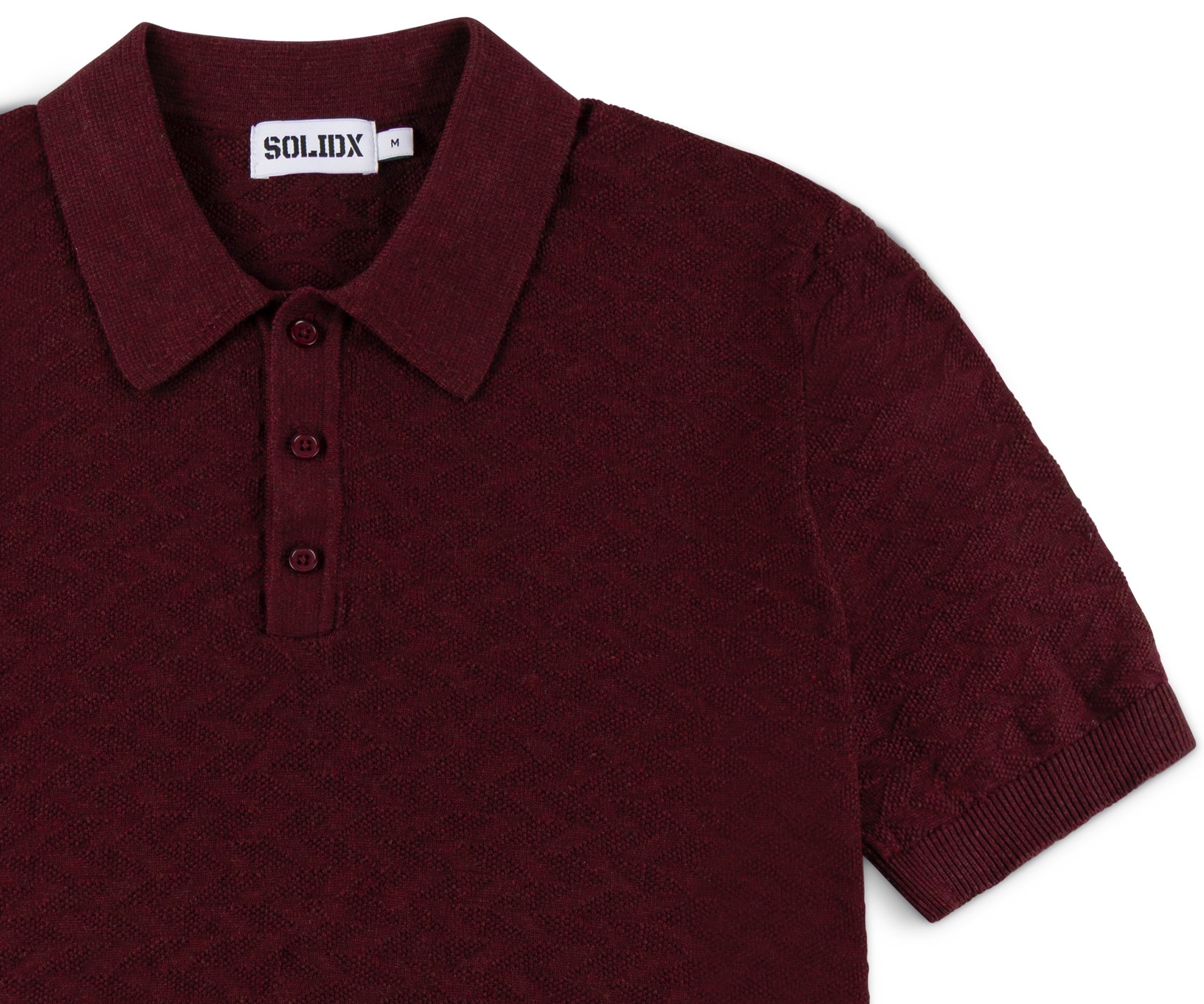 Diamond Textured Lightweight Knit Cotton Polo
