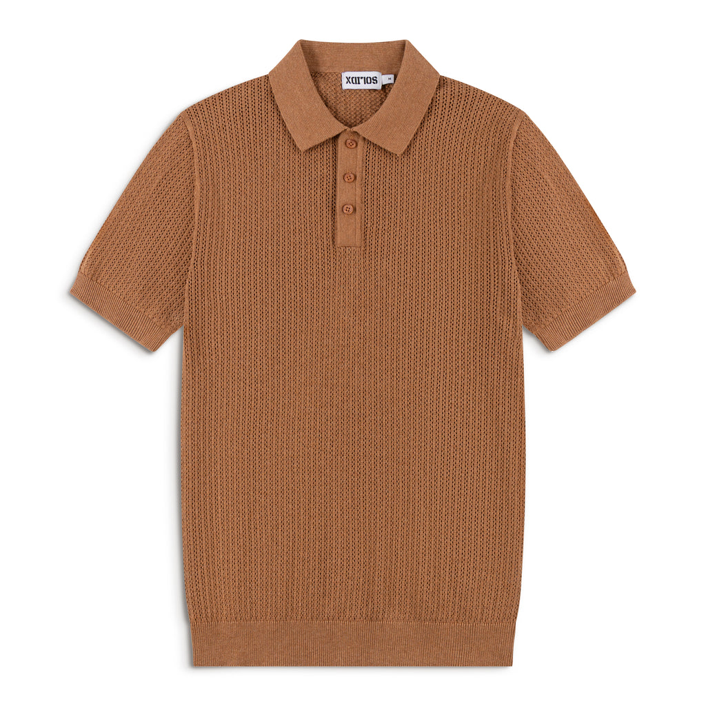 AirKnit Pointelle Textured Knit Summer Polo