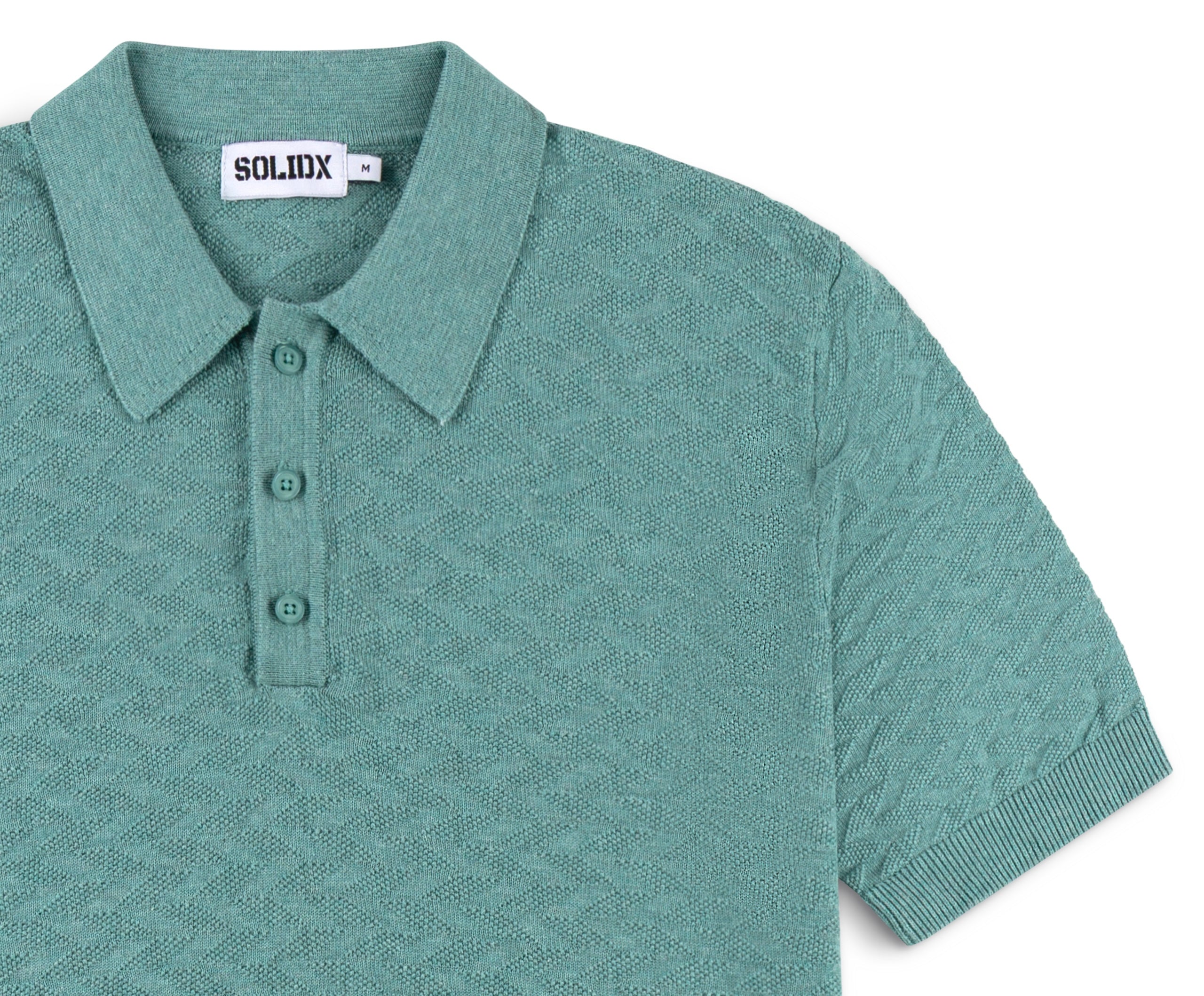 Diamond Textured Lightweight Knit Cotton Polo