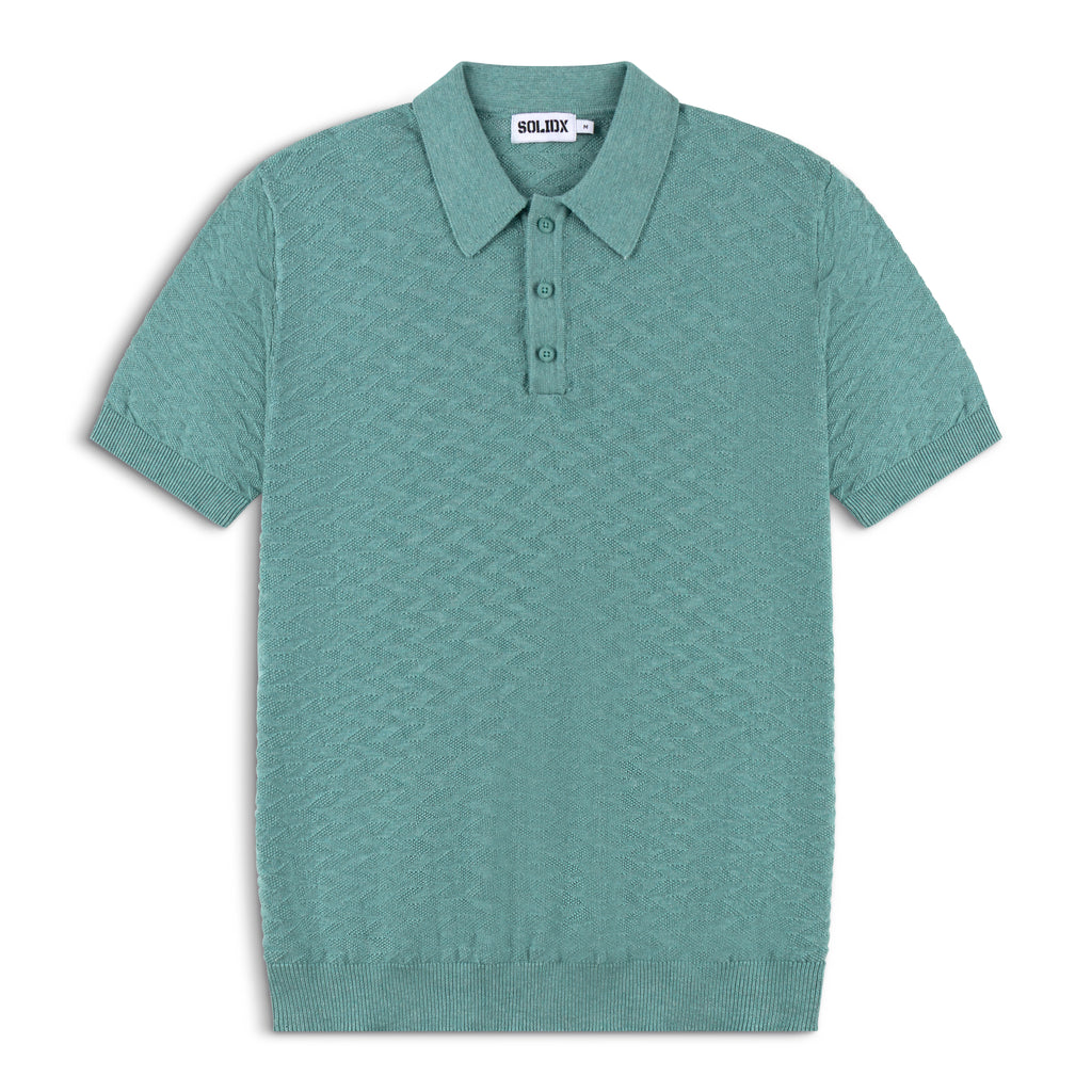 Diamond Textured Lightweight Knit Cotton Polo