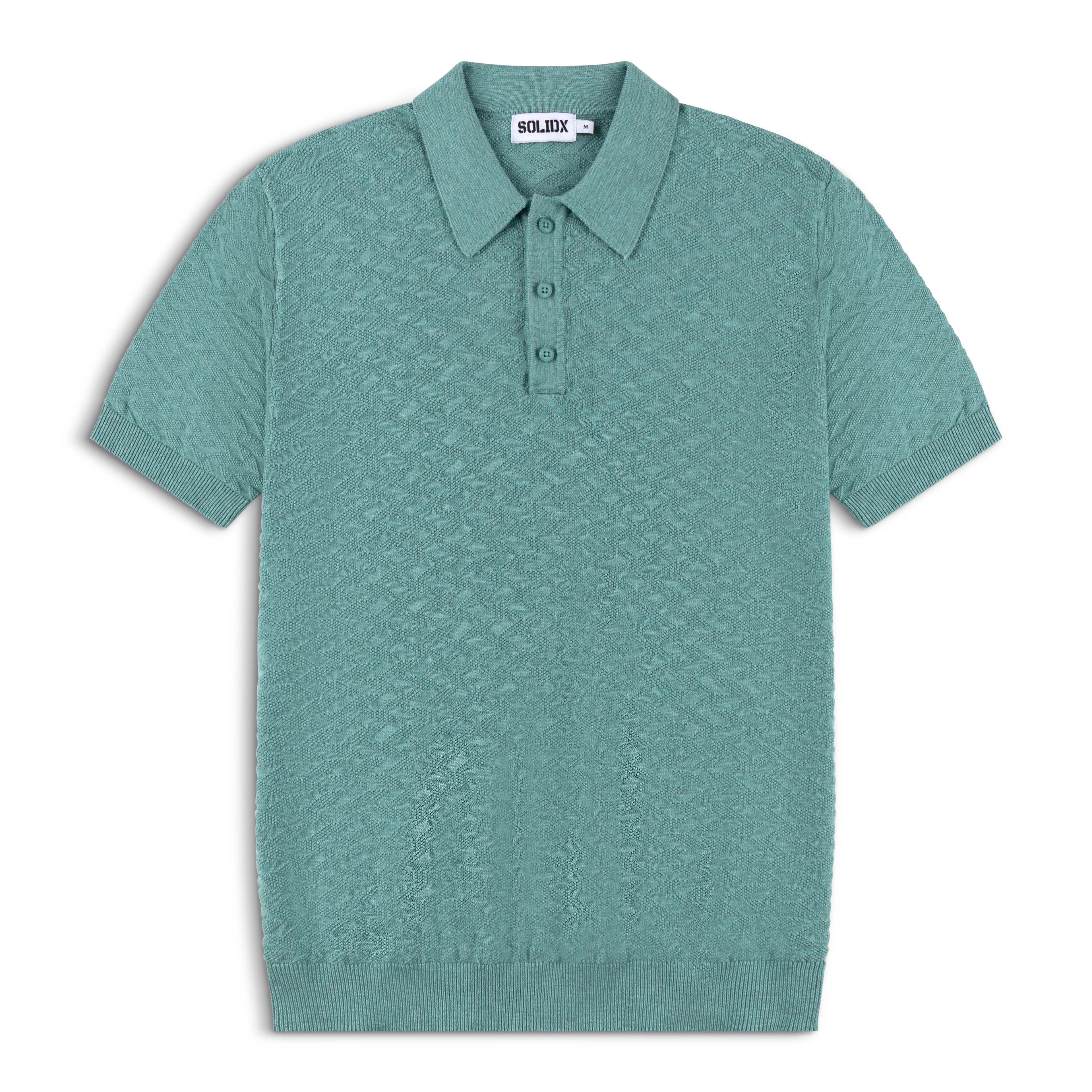 Diamond Textured Lightweight Knit Cotton Polo