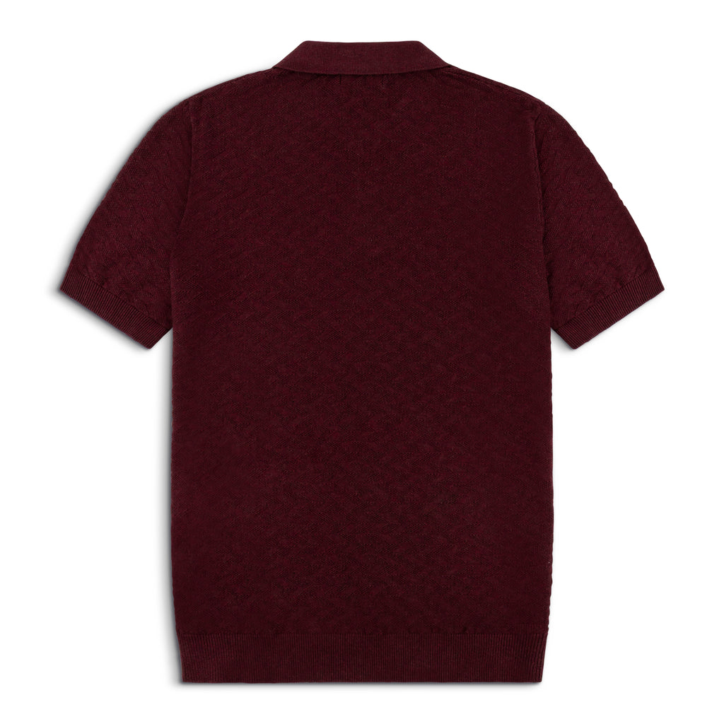 Diamond Textured Lightweight Knit Cotton Polo