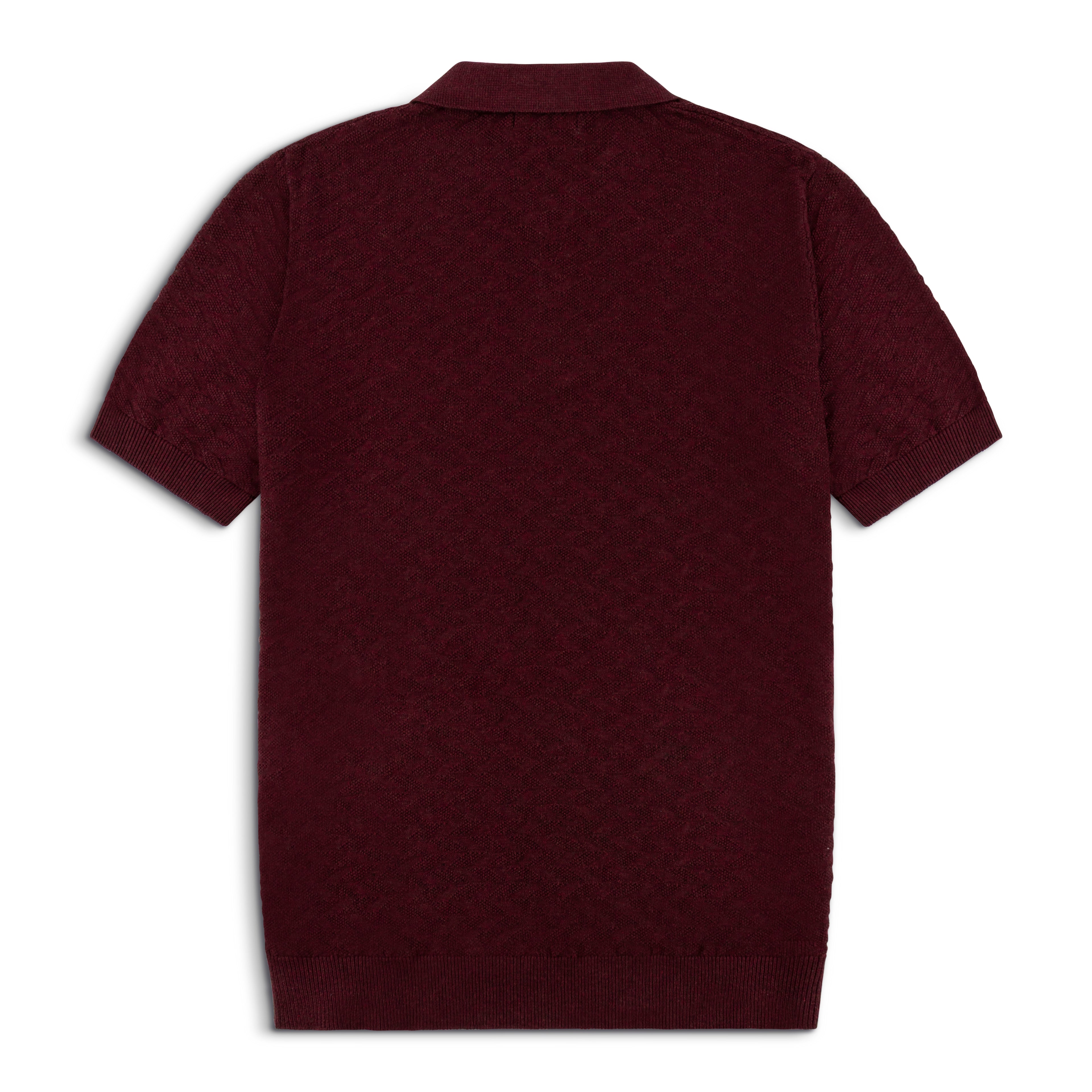 Diamond Textured Lightweight Knit Cotton Polo