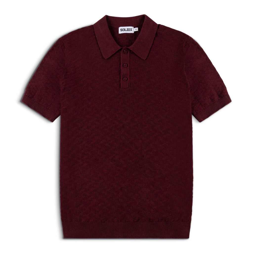 Diamond Textured Lightweight Knit Cotton Polo