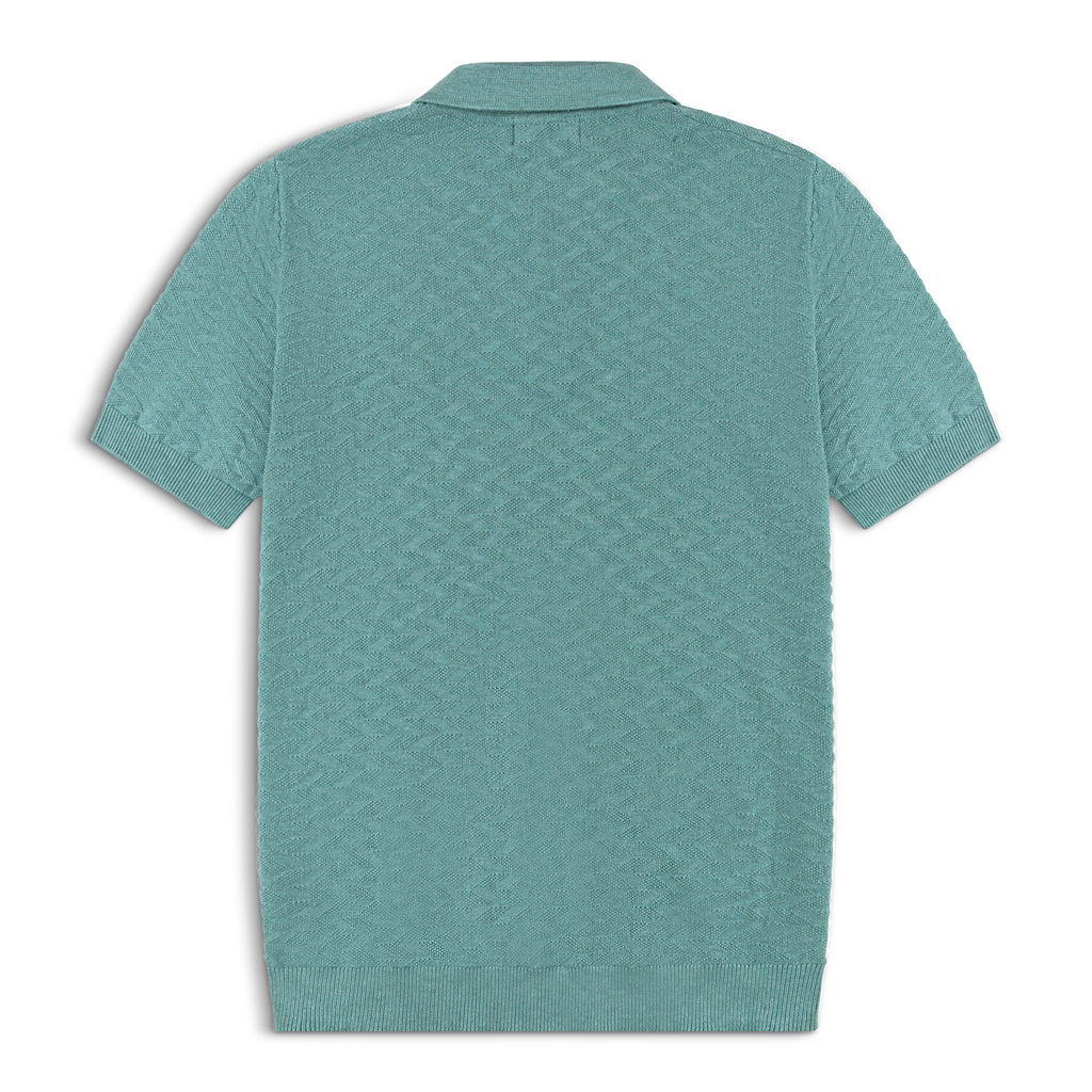 Diamond Textured Lightweight Knit Cotton Polo