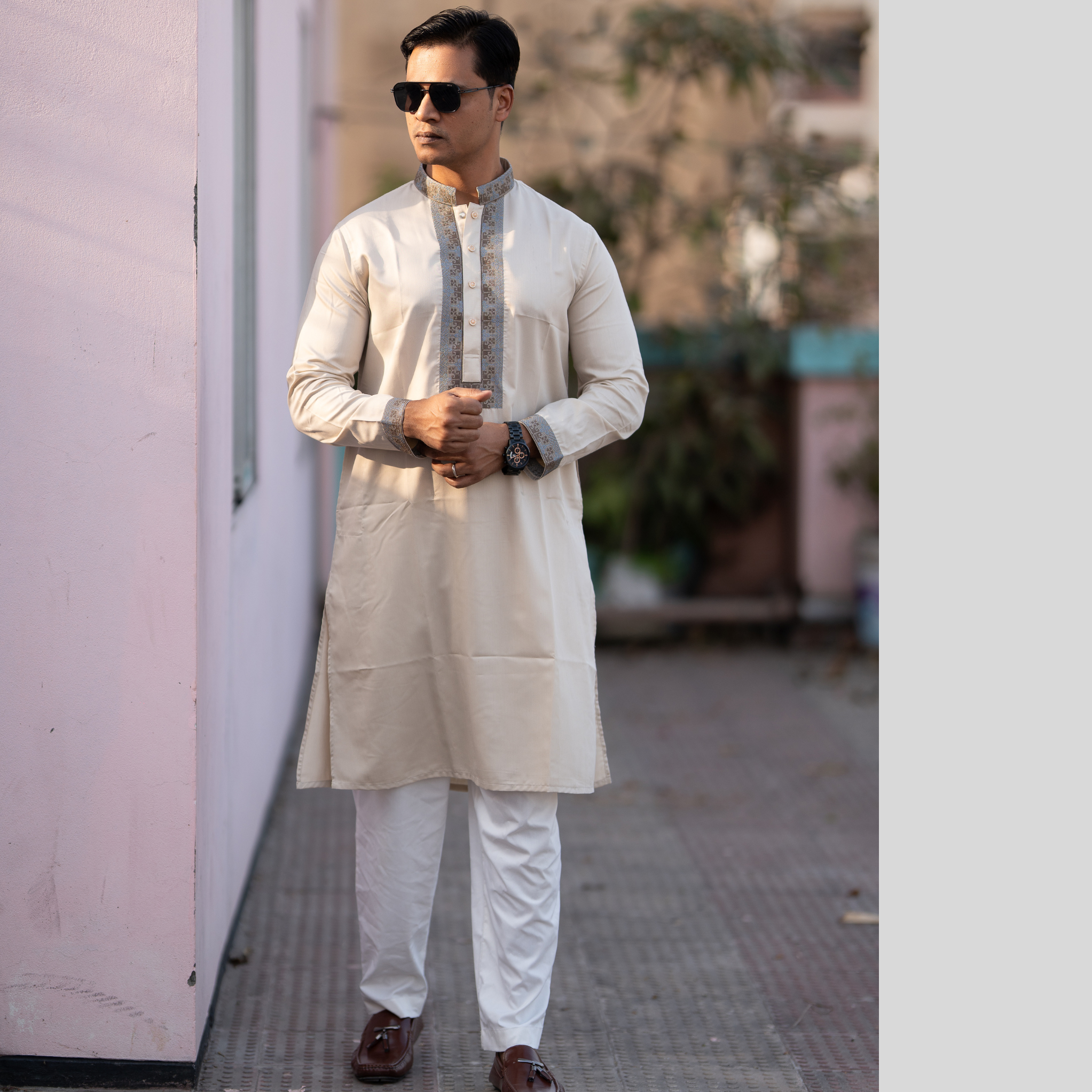PLATINUM EMBROIDERED PANJABI FOR MEN